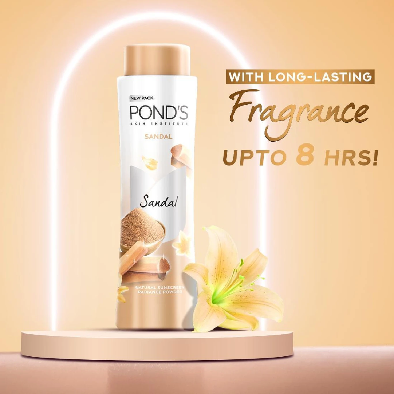 Ponds Sandal Radiance Talcum Powder Natural Sunscreen